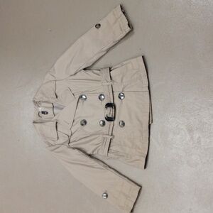 H&M Taupe Colored,Light Weight,Short Pea Coat With Pockets & Adjustable Sleeves